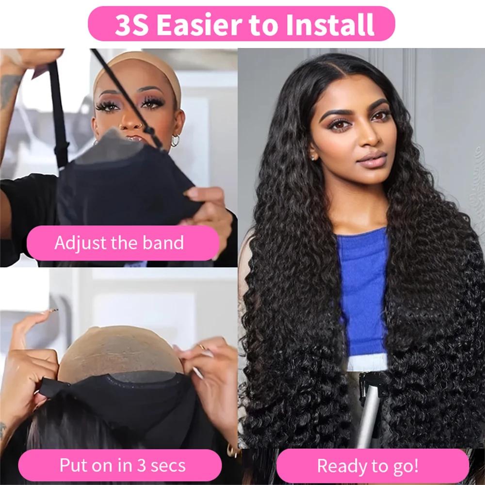 Perruque Lace Front Wig Naturelle Bouclée, Cheveux Humains, Deep Wave, HD, 13x6, 13x4, 30 Pouces, po