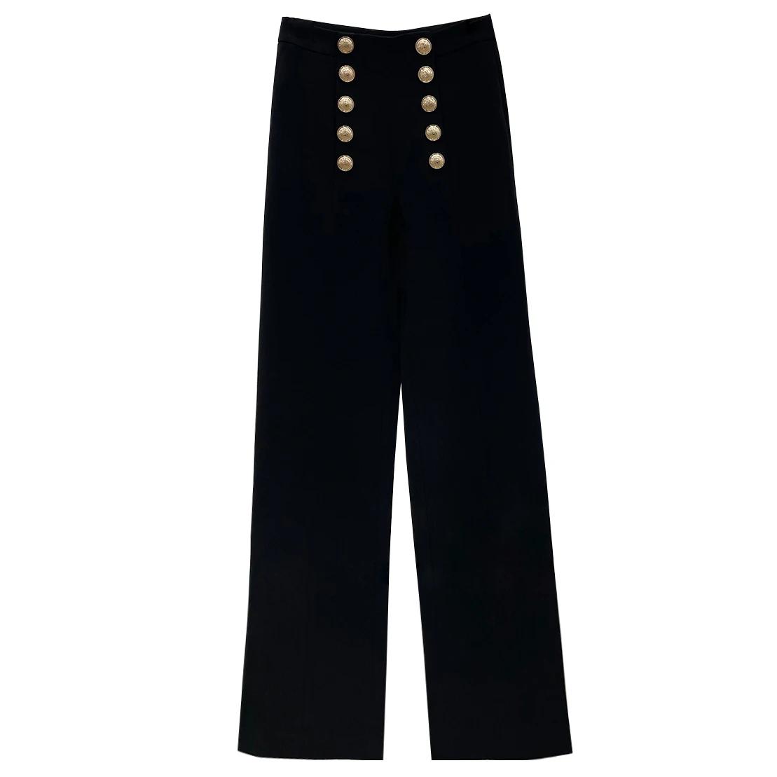 FJM-Tube droit taille haute pour femme, jambe large, mince et drapé, imbibé, haut de gamme, printemp