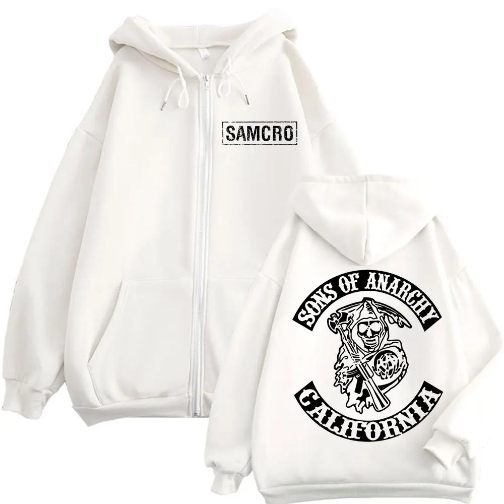 Sons of Anarchy – sweat à capuche avec fermeture éclair imprimée Double face pour hommes et femmes,