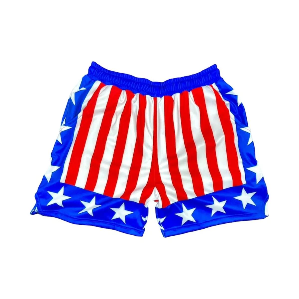 Apollo Short rayé étoile rouge blanc bleu, short de pyjama de salon patriotique, vêtements de nuit c