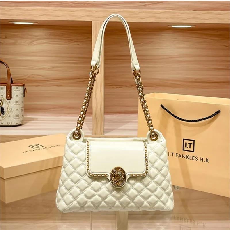 Sac à chaîne en cuir véritable pour femmes en 2025, nouveau design avec un sens du luxe, sac à bando