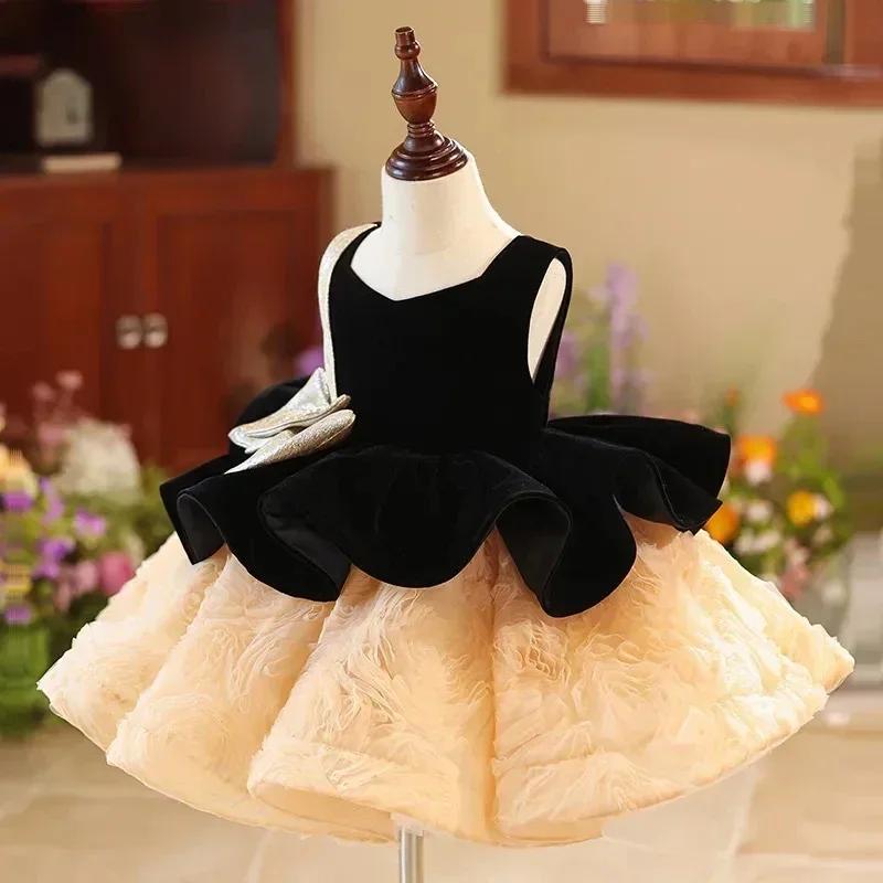 Nouvelles Robes de Bal Princesse 3D Flowe Fluffy pour Filles, Robes de Soirée Enfants 1-12 ans, Robe