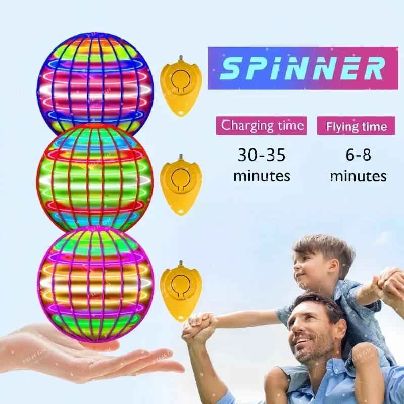 Flying Ball Globe cosmique LED couleur contrôlée à la main pour enfants 360 ° Boule de suspension