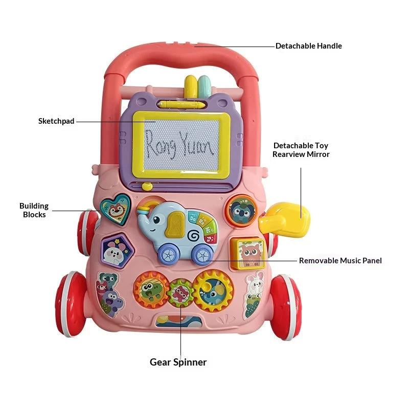 Chariot trotteur multifonctionnel anti-basculement pour bébés de 1 à 3 ans, aide à la marche et joue