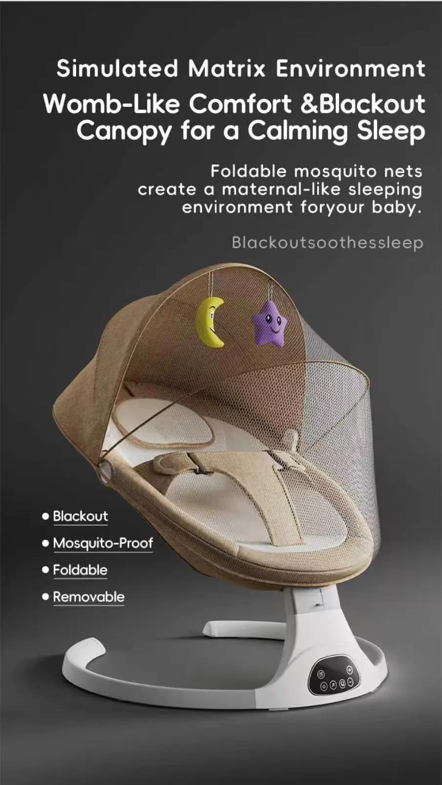 Berceau Électrique pour Bébé, Transat à Bascule Automatique, Chaise à Bascule Apaisante pour Nouveau