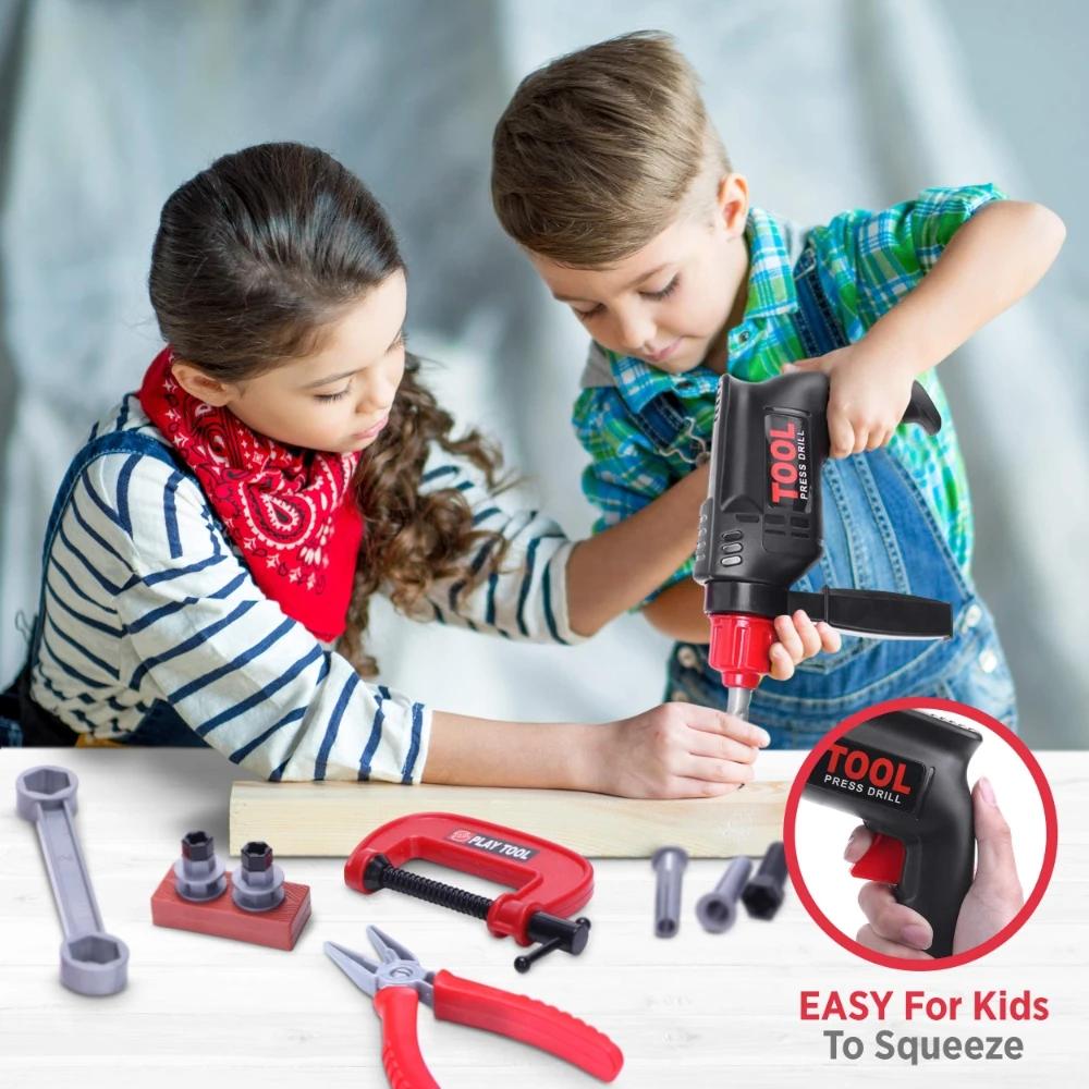 Ensemble d'outils pour enfants avec perceuse jouet électrique Kit de jouets de construction alimenté