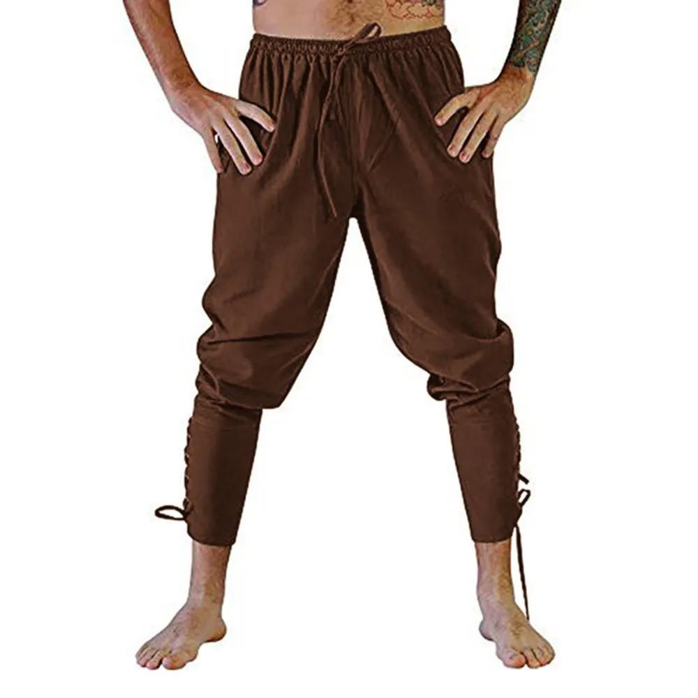 Pantalon Pirate Viking pour hommes, pantalon médiéval de la Renaissance, short à cordon de serrage,