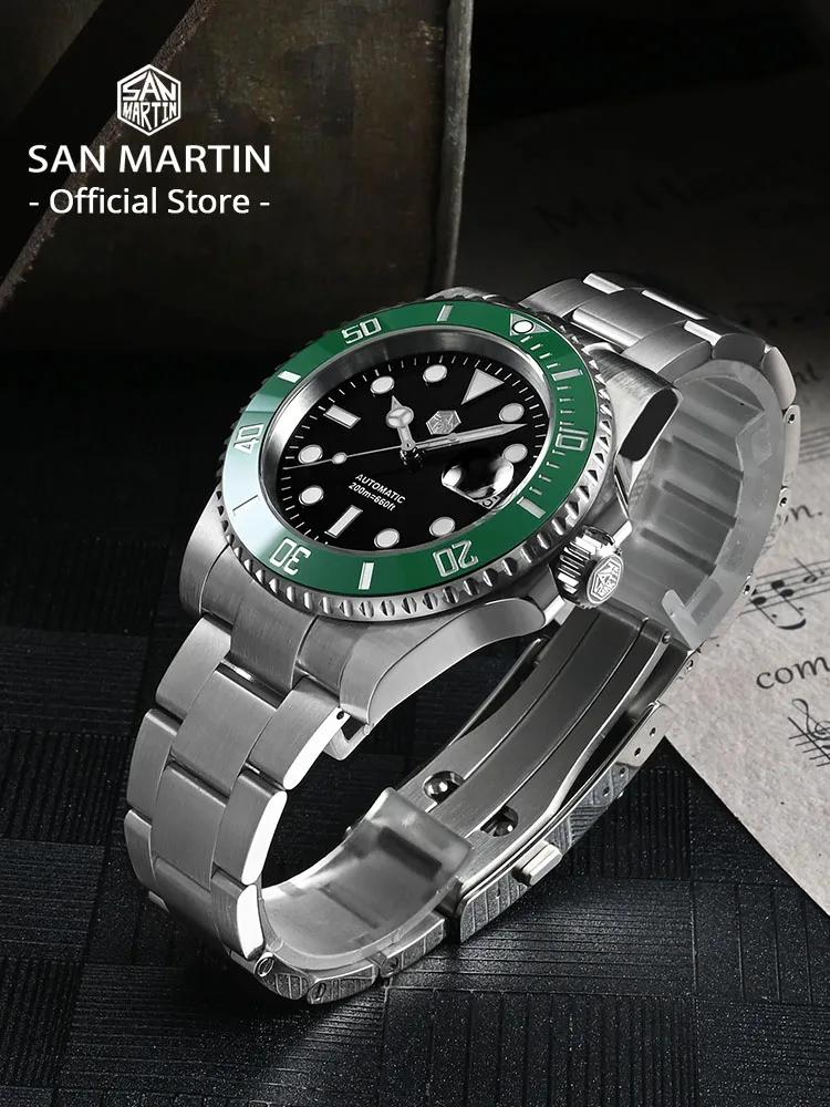 San Martin – montre de plongée Water Ghost pour hommes, Version améliorée, 40mm, luxe, automatique,
