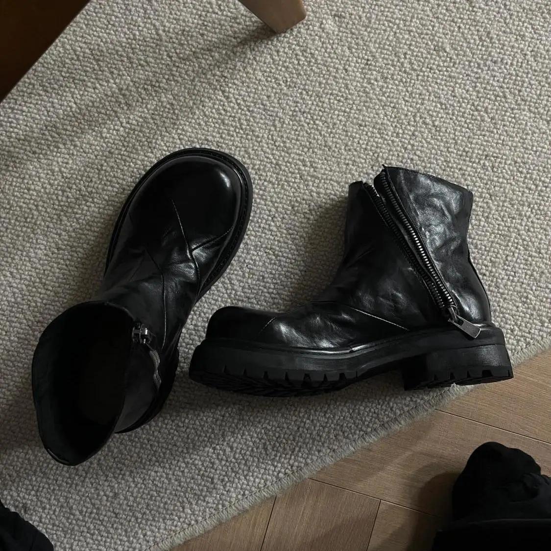 Bottes Chelsea en polaire pour hommes, bottes courtes à grande tête, tendance, Style britannique, re