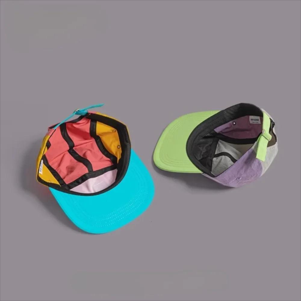 Casquettes de style hip-hop japonais rétro, casquette de baseball à 5 panneaux, visière plate fine,