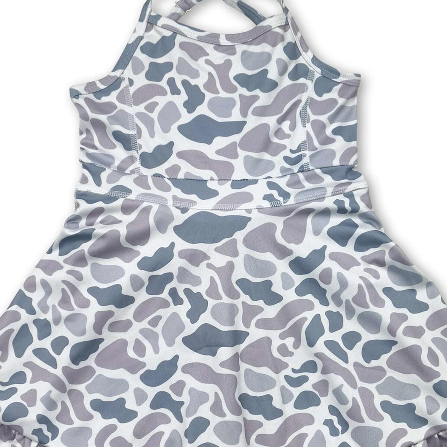 Robes pour bébés filles, 6 couleurs, style camouflage, à bretelles, avec volants, longueur genou, po