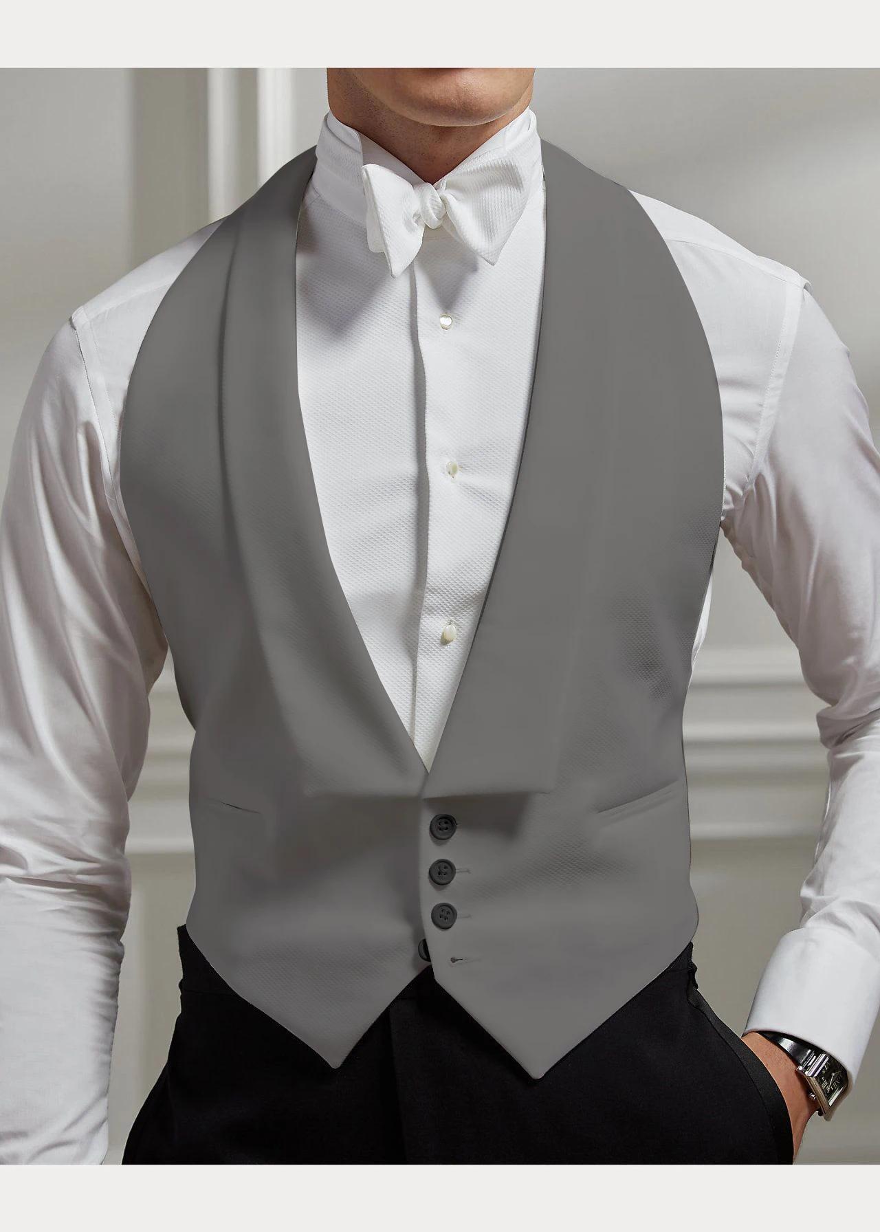 Gilet homme revers de mariage simple boutonnage deux poches coupe ajustée veste sans manches homme g