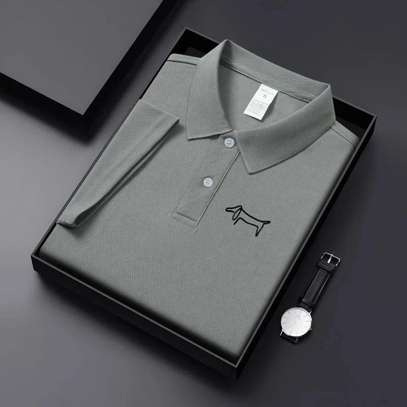 Nouveau T-shirt décontracté à col pour homme en tissu respirant de couleur unie, idéal pour le golf,