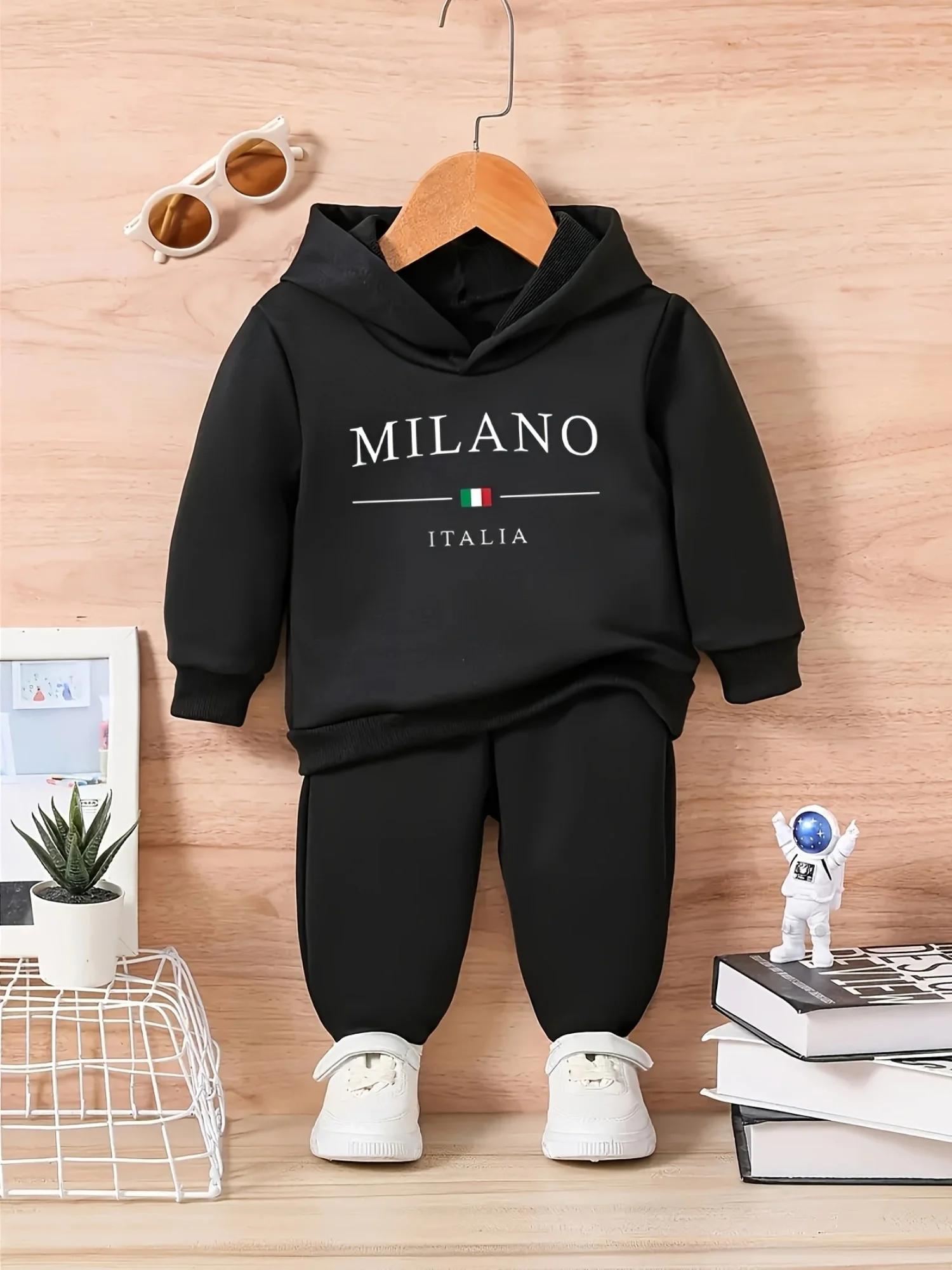 Sweat-shirt à capuche en polaire à manches longues + costume long de sport pour bébé garçon, cadeaux