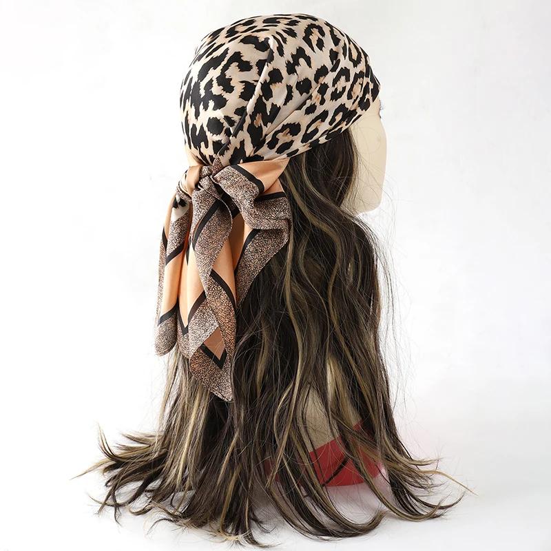 Foulard de luxe 60 couleurs pour femme, 70*70 cm, effet soie, carré, pour cheveux, châle en satin, g