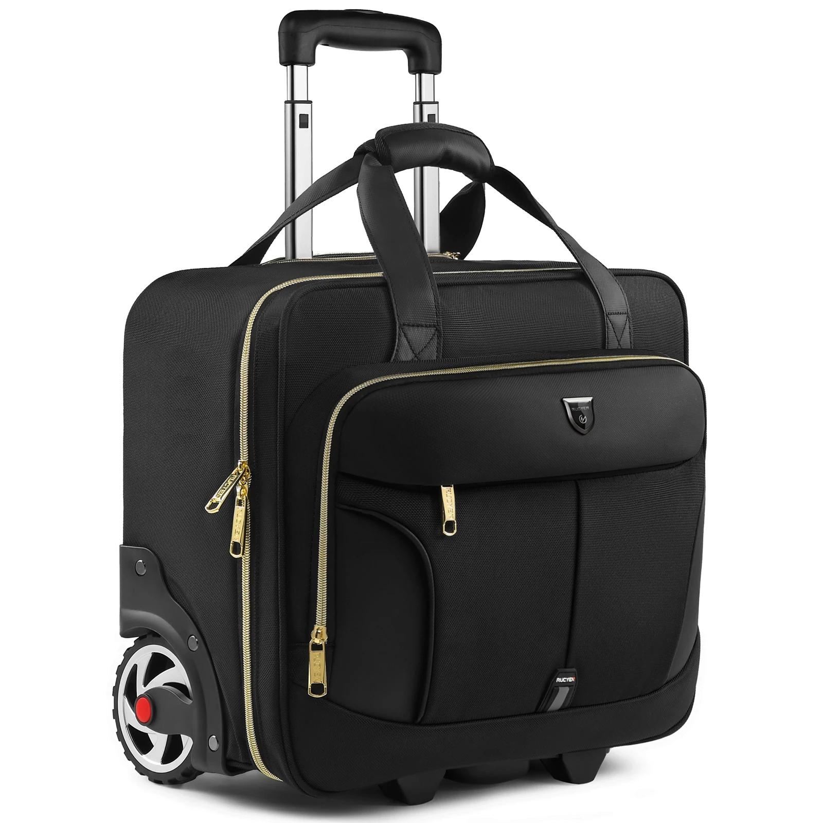 Porte-documents roulant de 18 pouces, mallette pour ordinateur portable de grande capacité, sac à ba