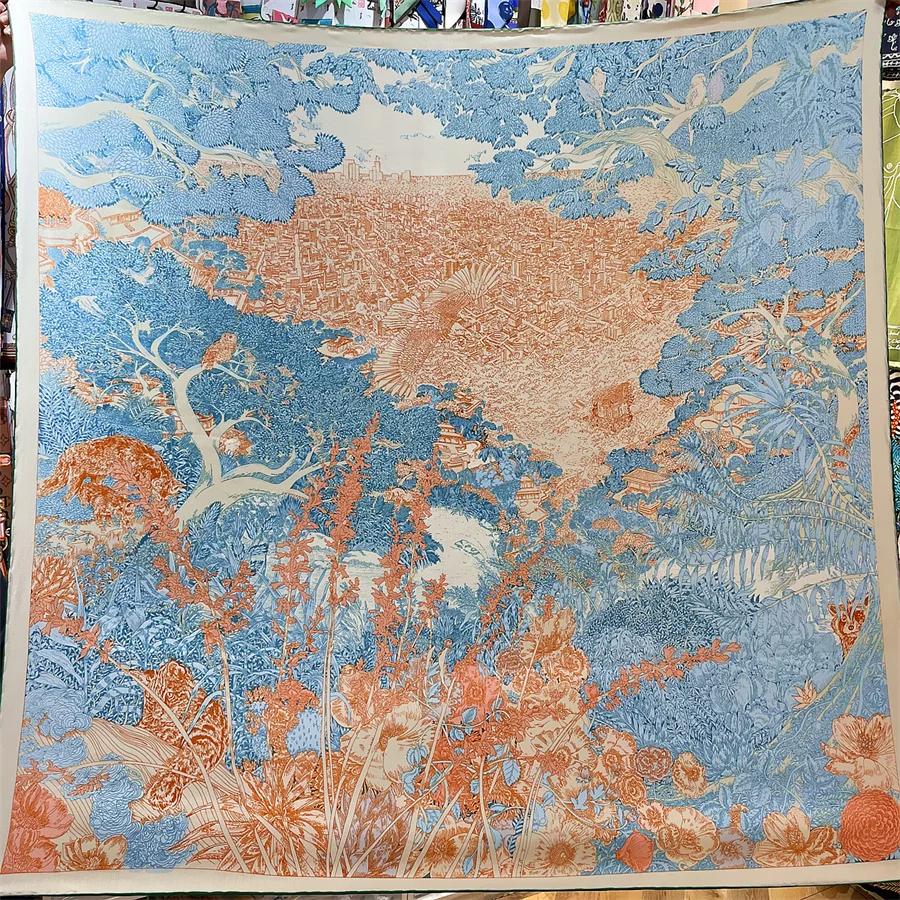 Injplanchers f en cachemire de forêt tropicale pour femmes, châles Pashmina de luxe, bords roulés à