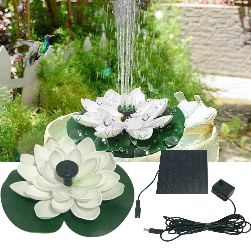 Mini fontaine à eau solaire flottante en forme de Lotus, décoration d'étang, cascade, bain d'oiseaux
