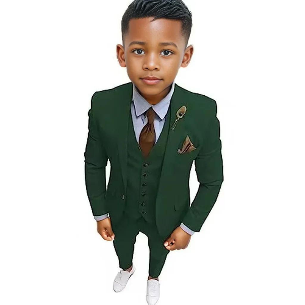 Ensemble de costume formel pour garçons de 3 à 16 ans, trois pièces, smoking élégant pour mariage, f