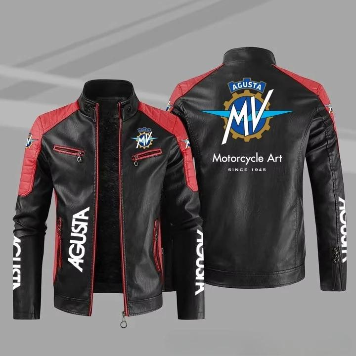 【Taille européenne】Augusta Mv moto Logo veste de mode Pu haut de gamme veste en cuir décontractée po