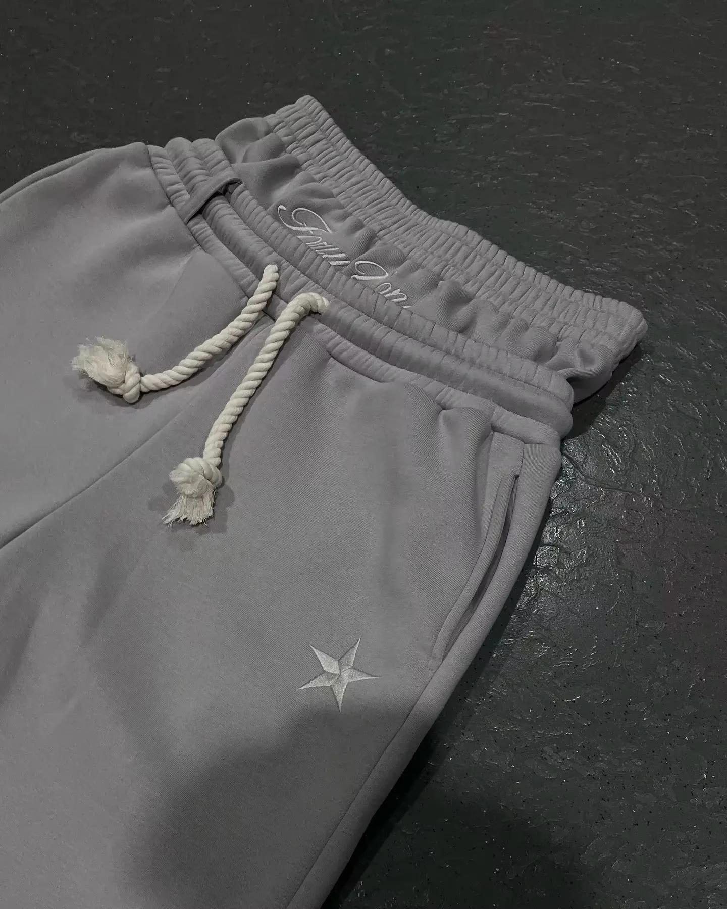 Harajuku – pantalon de survêtement ample à Double taille Y2K, couleur unie américaine, lettres brodé