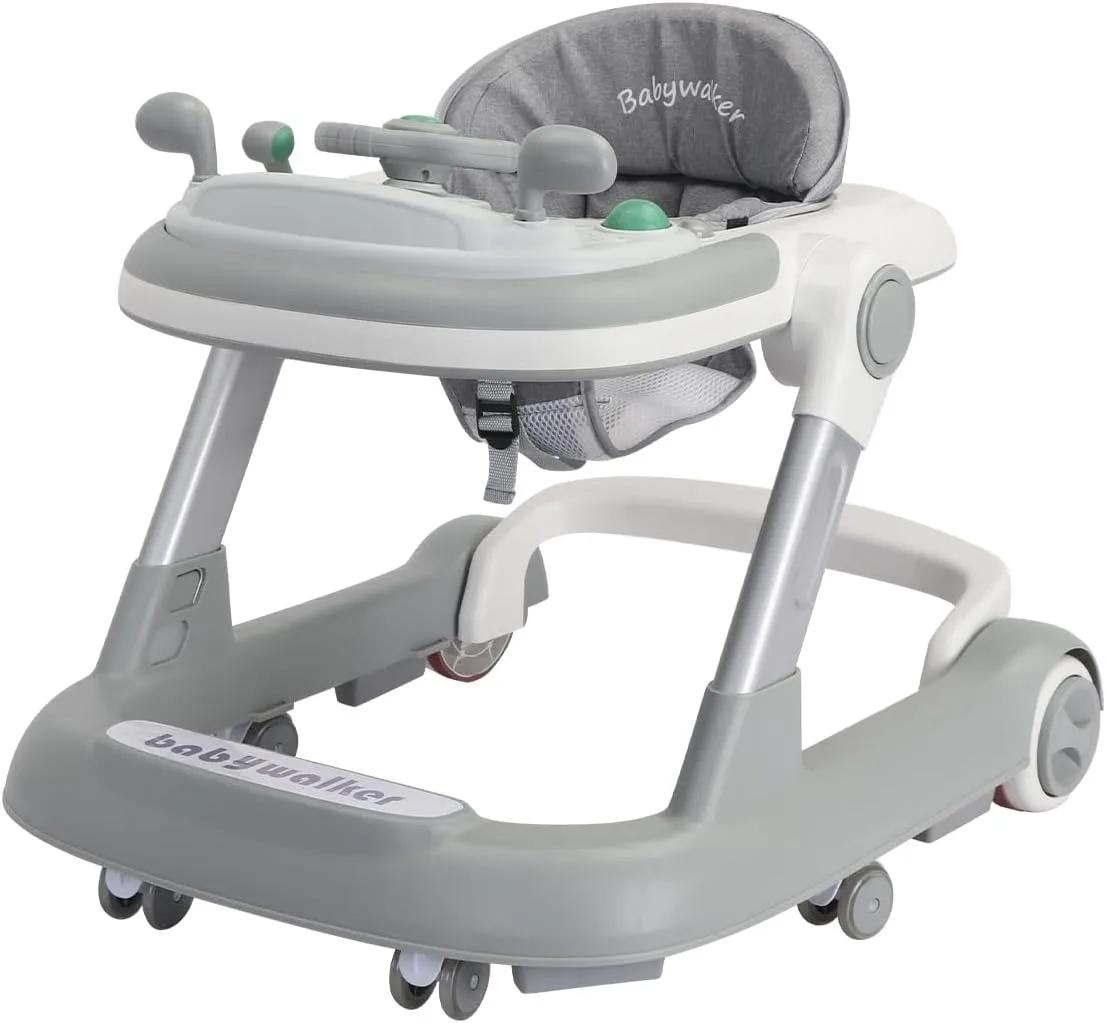 Trotteur 2 en 1 pour bébé, trotteur pour tout-petits avec plateau d'alimentation amovible et plateau
