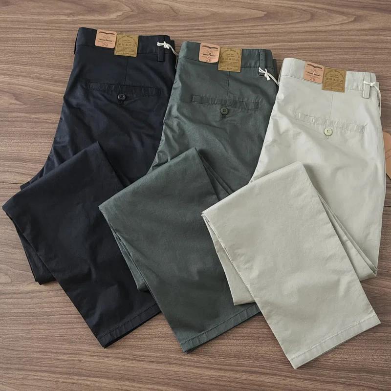 Pantalon décontracté rétro américain pour homme, 2024 coton, mince, micro élasticité, simple, affair