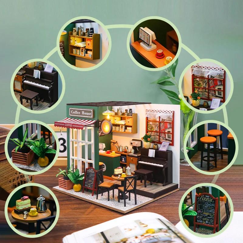 Analyste de construction de modèles de maison de course miniatures en bois pour enfants, puzzles 3D