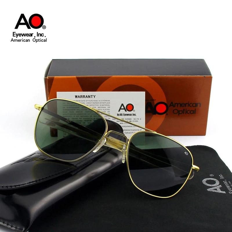 AO-Lunettes de soleil de marque de luxe pour hommes, lunettes de soleil pilote d'aviation militaire