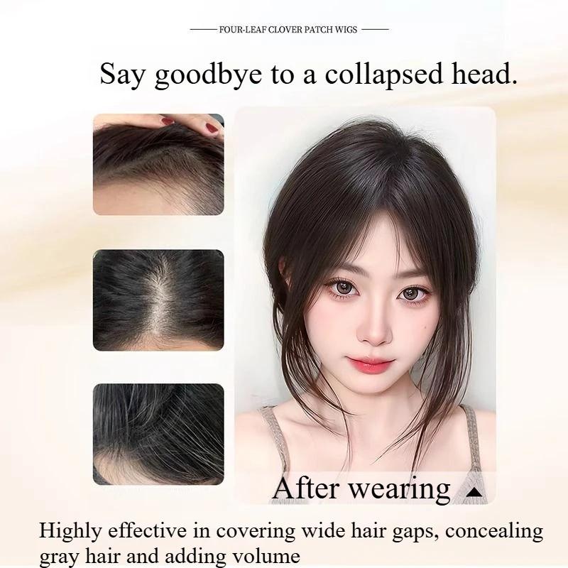 Perruque femme Figure-huit frange ajouter du Volume à la haut de la tête frange naturelle Extensions