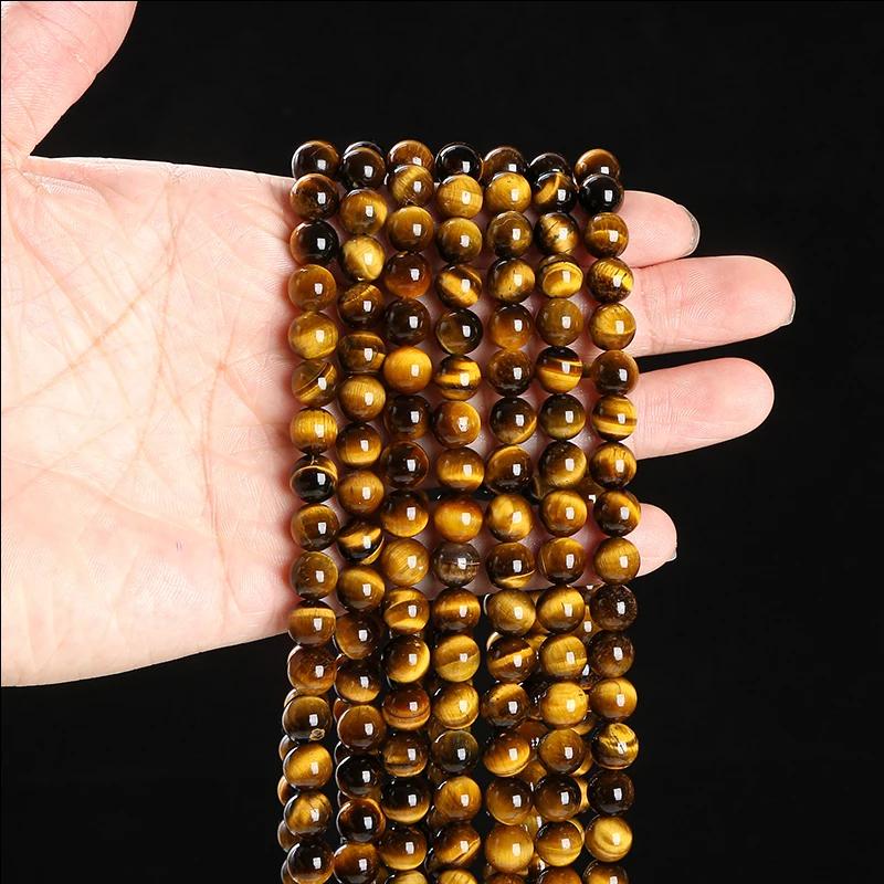 Perle en pierre œil de tigre jaune naturel, entretoise ample 4 6 8 10 12mm pour la fabrication de bi