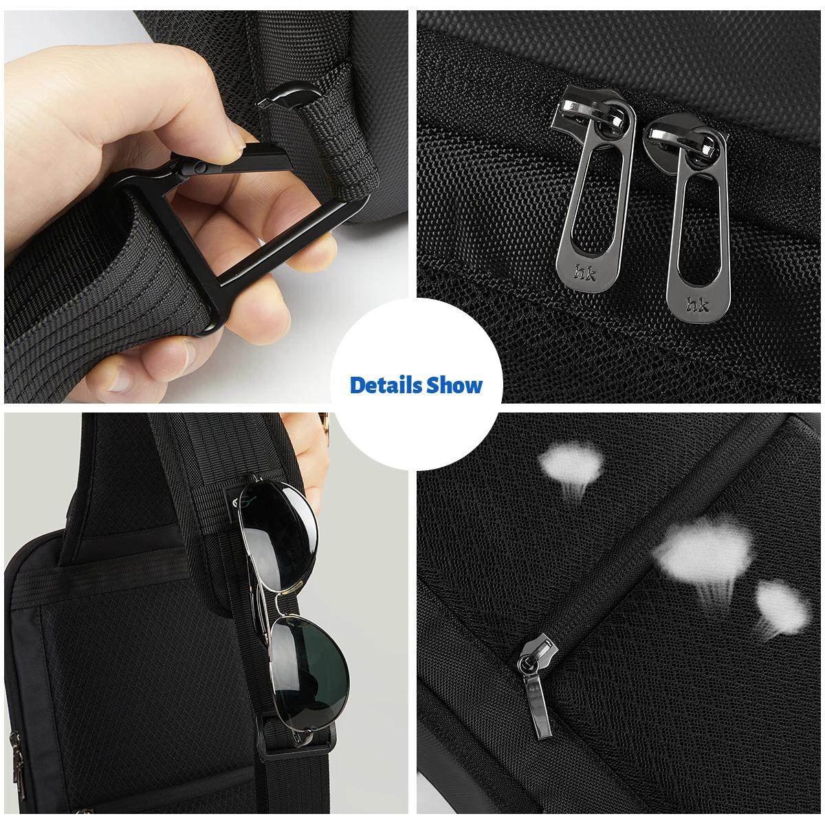 HcanKcan sac à bandoulière pour hommes d'affaires sac de poitrine étanche à la mode pour IPad 11 pou