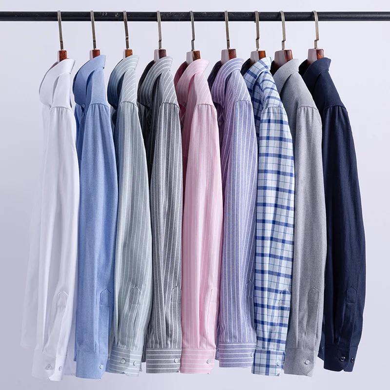 Chemises Oxford 100 % coton pour hommes, manches longues, à carreaux, douces, coupe classique, chemi