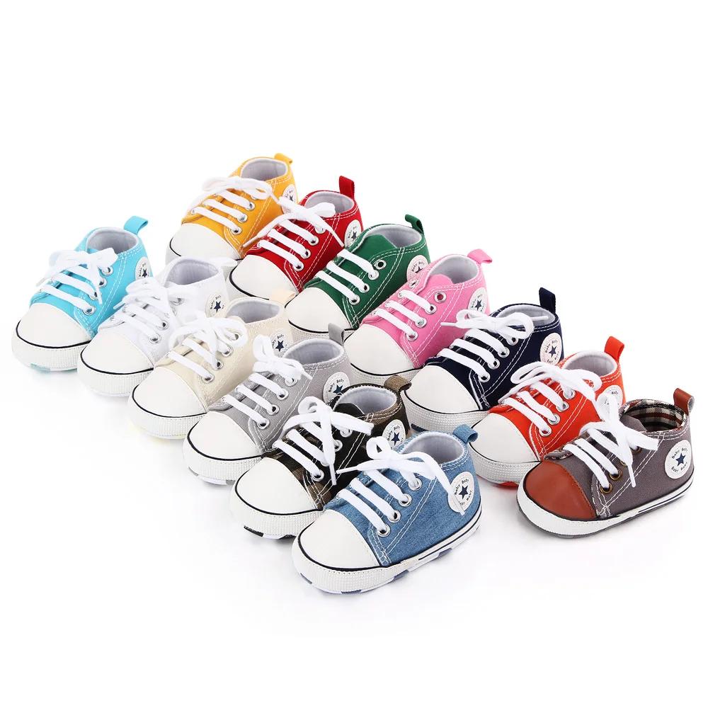 Baskets classiques en toile pour bébé, chaussures de marche coordonnantes, semelle souple, premiers