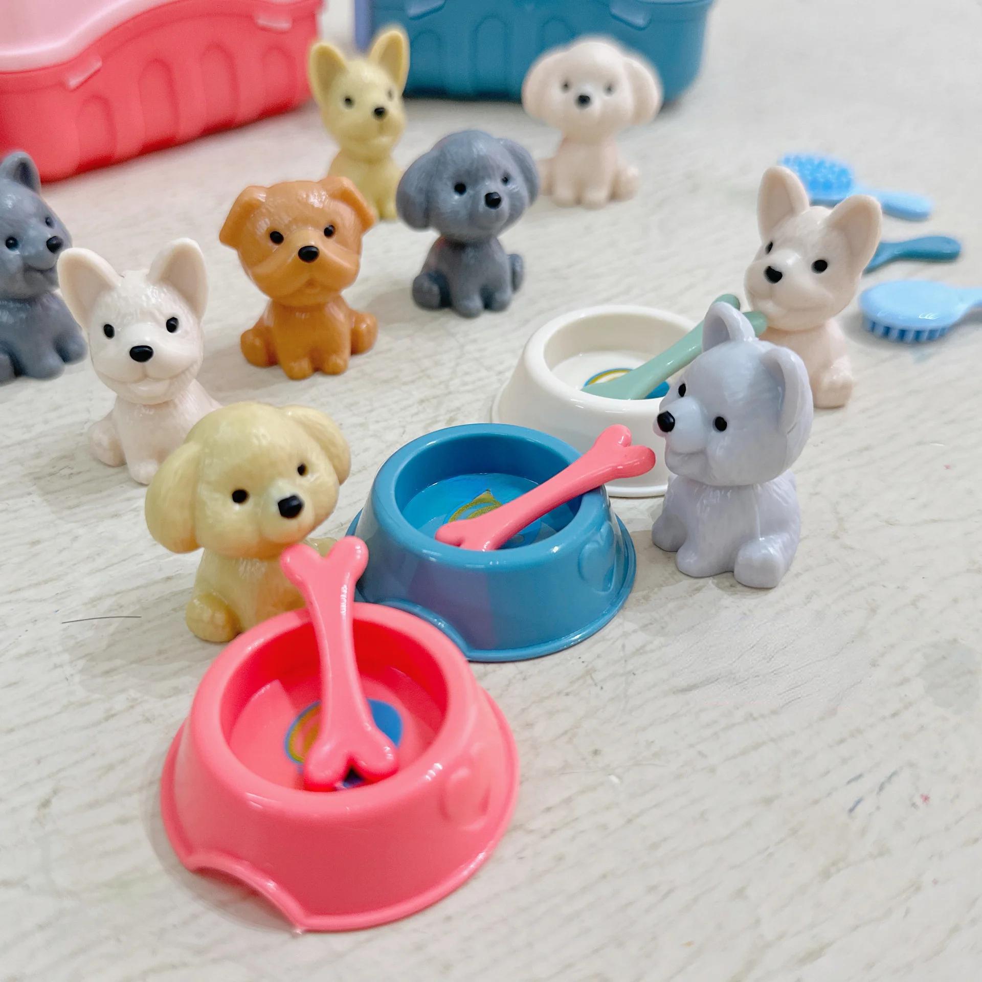 Panier pour animaux de compagnie, 8 pièces/ensemble, jouets familiaux, ensemble de poupées pour chie