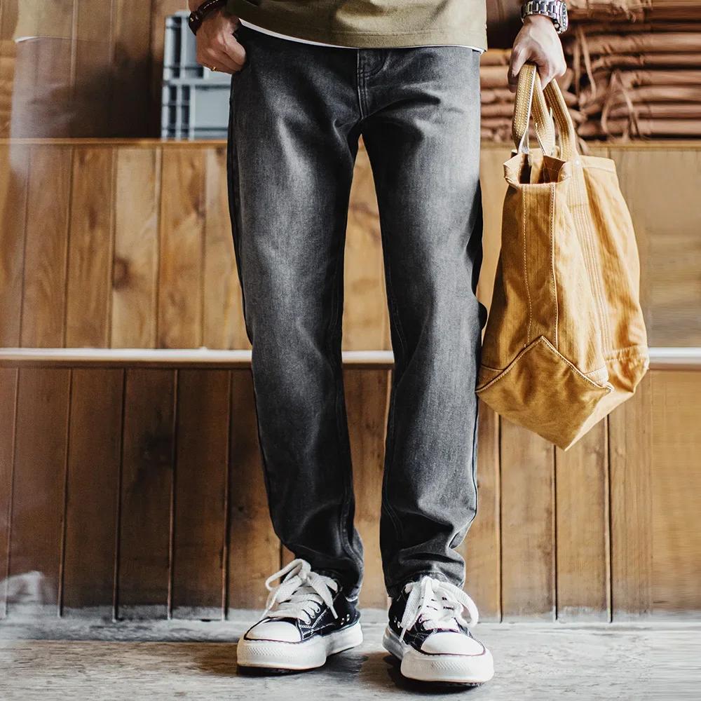 Maden Vintage 13oz jean en Denim gris délavé lourd pantalon conique à jambe droite pour homme pantal