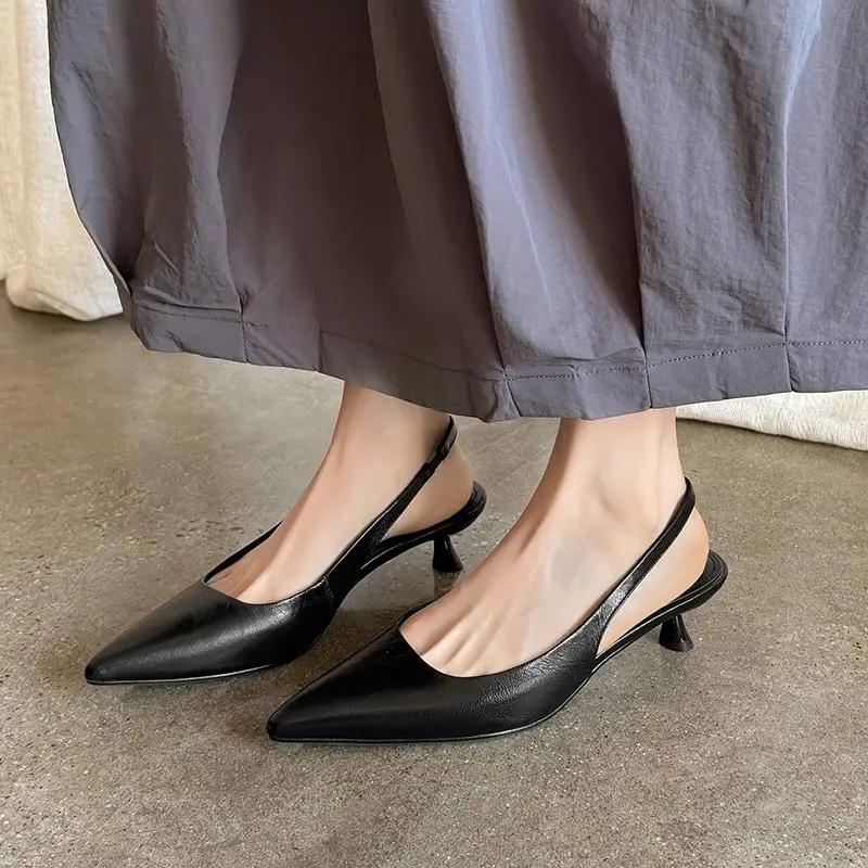 MORAZORA – sandales en cuir véritable pour femmes, grande taille 34-42, chaussures à bout pointu, à