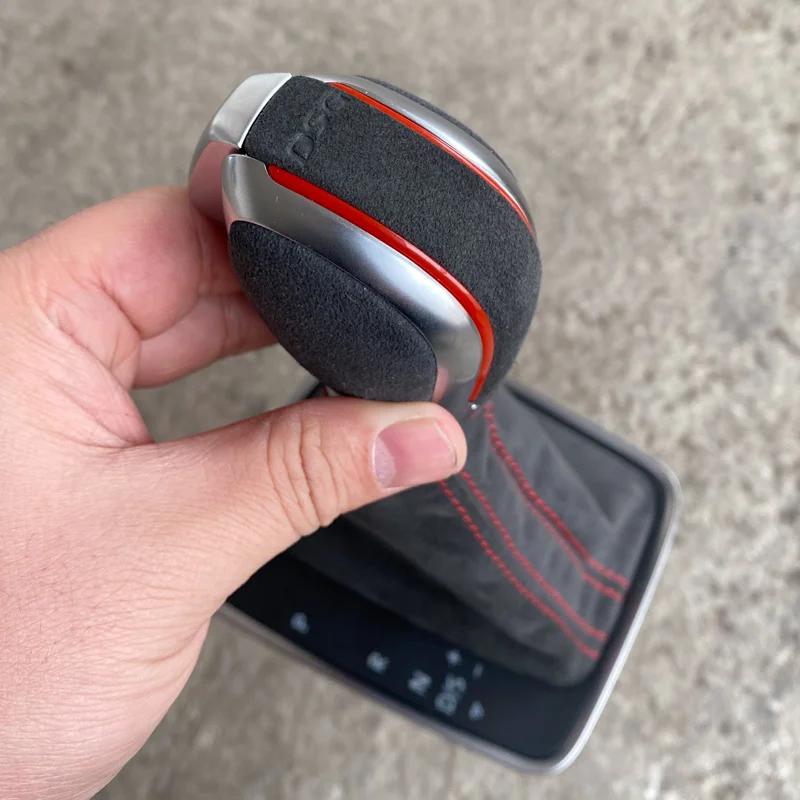 Pommeau de levier de vitesse DSG en cuir véritable point rouge pour Golf 7 7.5