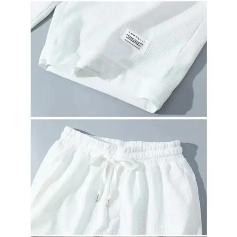Ensemble gaufré décontracté homme été 2026 – T-shirt et short tendance – Ensemble sportif ample et c