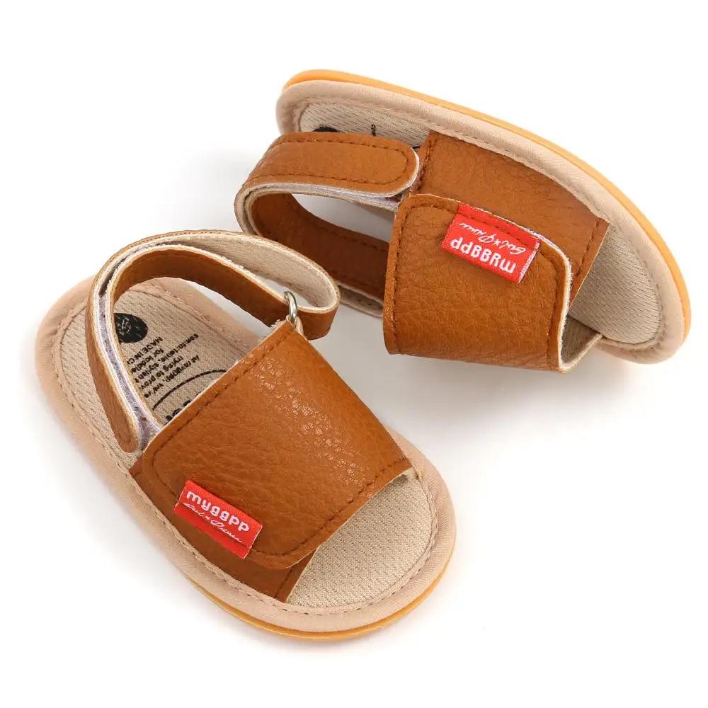 Sandales classiques en cuir pour bébés garçons et filles, antidérapantes, avec nœud de couleur unie,