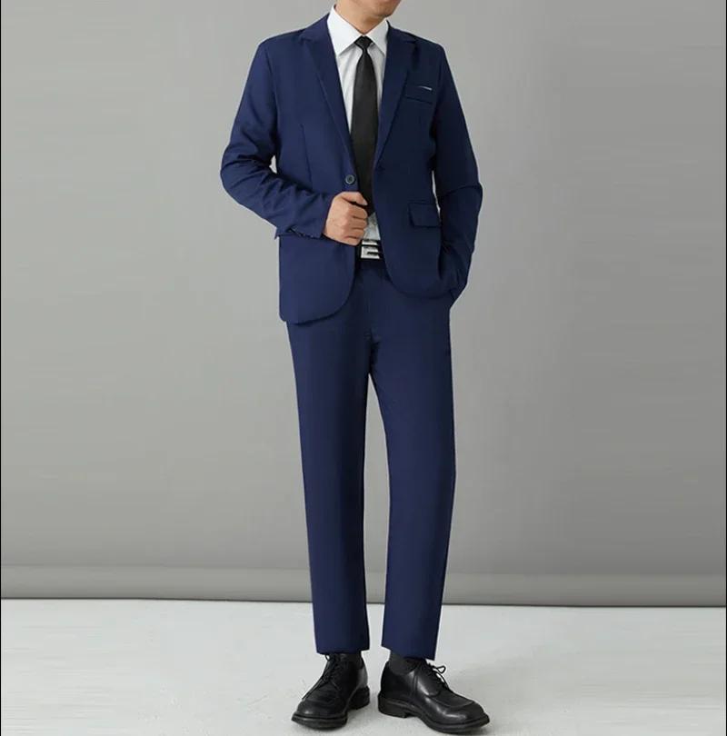 S-8XL costume hommes mode décontracté en plein air (Blazer + pantalon) Gentleman affaires mariage co