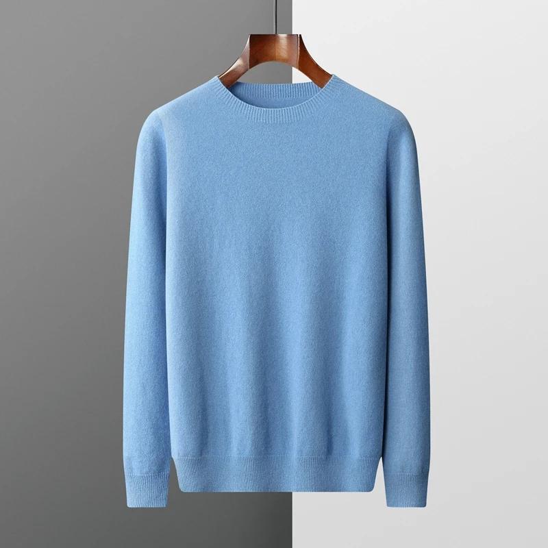 100% laine mérinos pull homme col rond basique laine pull automne hiver à manches longues doux chaud