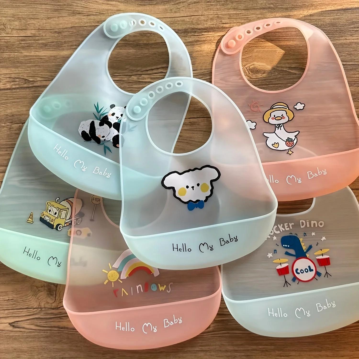 Bavoirs imperméables pour bébé, mignon dessin animé imprimé d'animaux, bavoir pour enfants, fille et