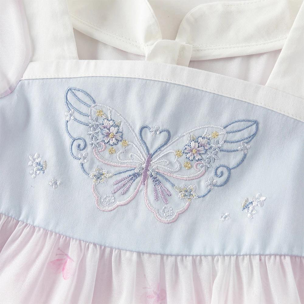 Robes d'été brodées pour enfants Dave Bella, robe en maille pour filles avec sac, style chinois, élé