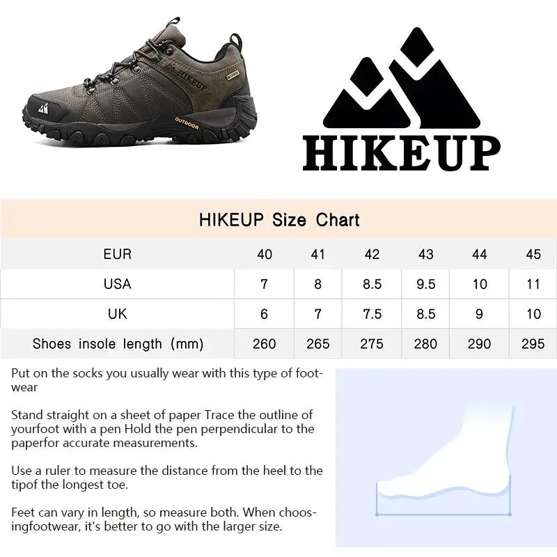 HIKEUP-Chaussures de randonnée en cuir véritable pour hommes, chaussures d'escalade à semelle en cao