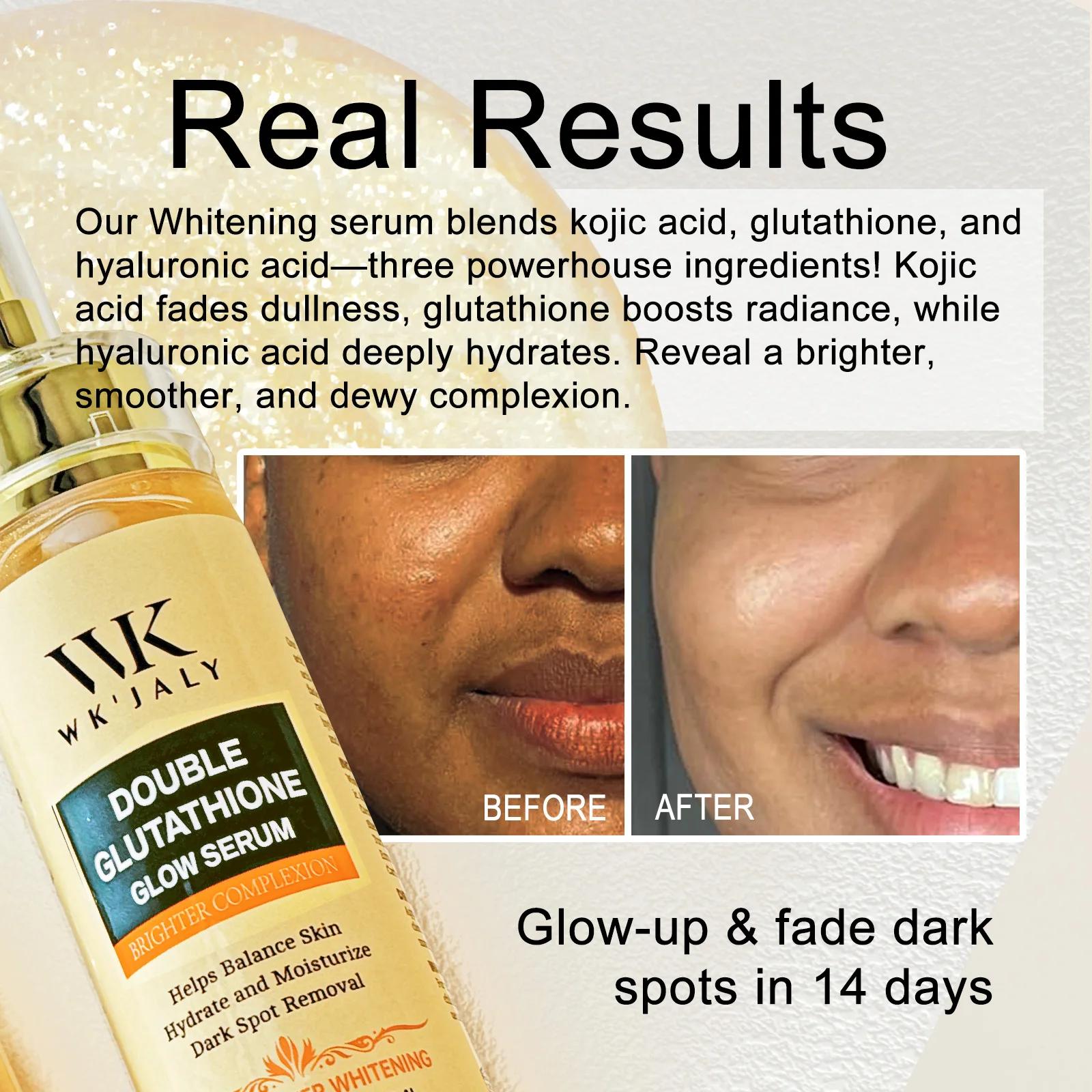 Sérum éclaircissant double glutathion WK JALY pour le visage, le corps, avec acide hyaluronique, cor