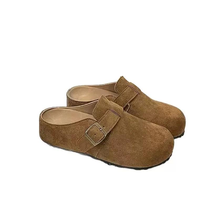 Mocassins confortables à enfiler pour femmes et hommes, chaussures à semelle en liège, bout fermé, e
