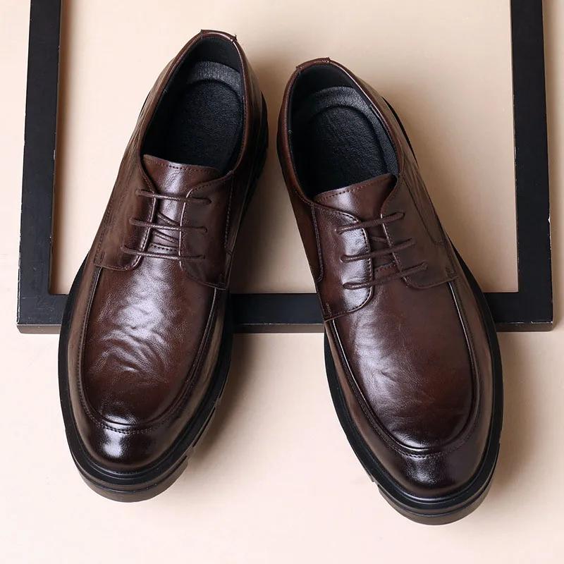 Chaussures en cuir à enfiler pour hommes, chaussures provoqué d'affaires, intérieur invisible, recom