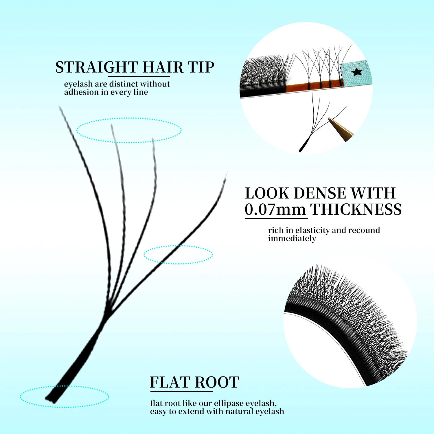 LAKANAKU 6 plateaux 4D W forme Extensions de cils Volume Ingles Fans Cilios W en forme naturel doux