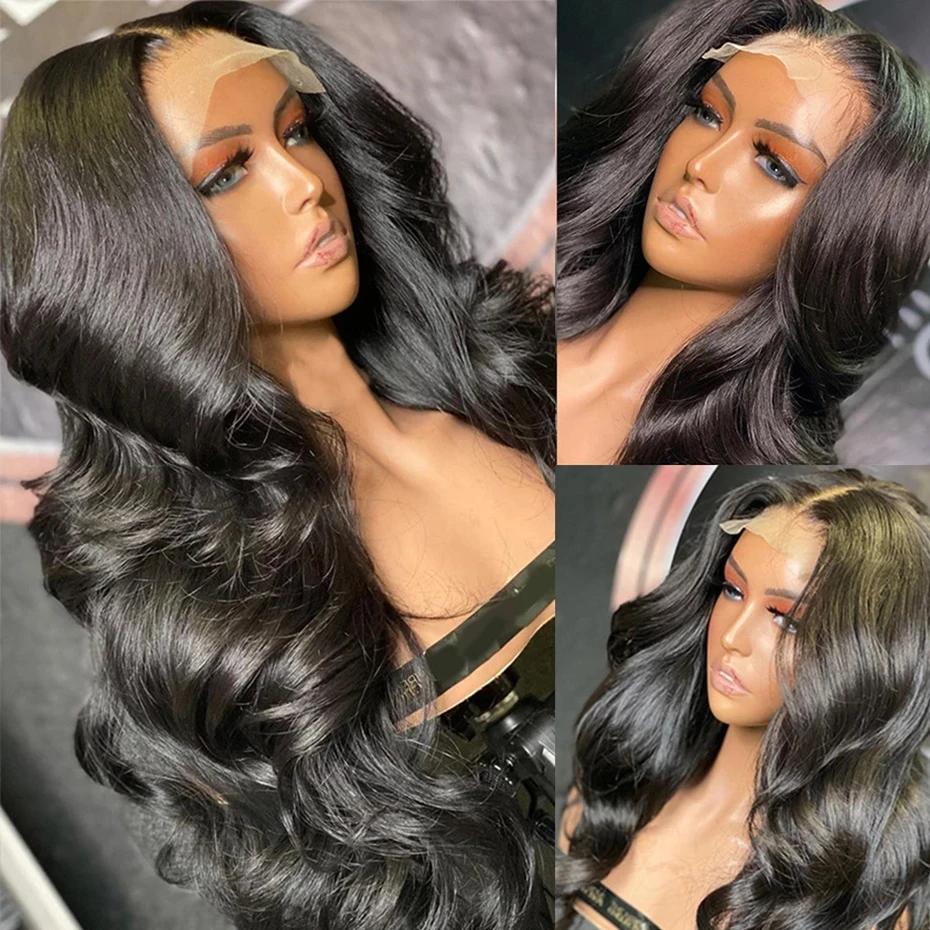 Perruque Full Lace Wig Body Wave Brésilienne Naturelle, 34 Pouces, Pre-Plucked, Transparent, Bling,